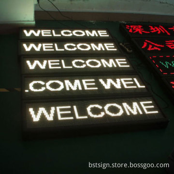 P7.62mm White Color Programmable Scrolling Semi-Outdoor LED Sign